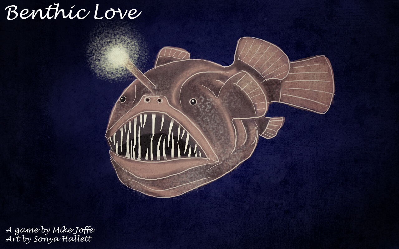 Game title screen with an angler fish.