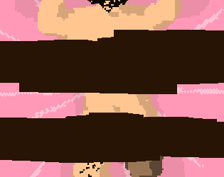 A naked gender ambiguous person with their chest and crotch areas covered by dark blocks.