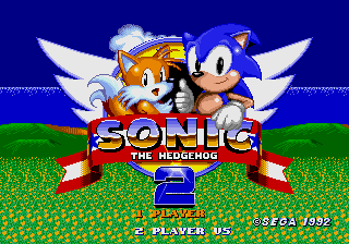 Sonic, a hedgehog and Tails, a fox, on the title screen.